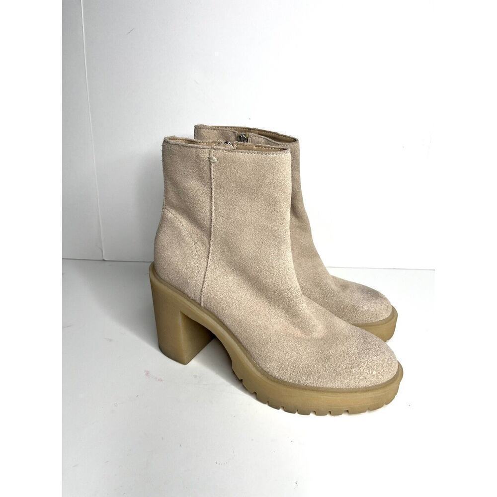 Dolce Vita Halina Booties Mushroom Suede Sz 6.5 Platform Chunky Chelsea